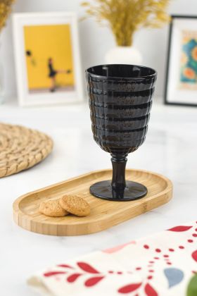 Akrilik Siyah Tekli Kadeh & Su Meşrubat Kahve Yanı Bardağı 450 ml ( Cam Değildir )