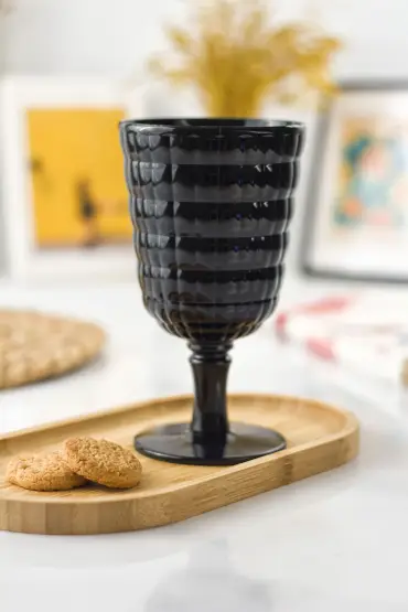 Akrilik Siyah Tekli Kadeh & Su Meşrubat Kahve Yanı Bardağı 450 ml ( Cam Değildir )