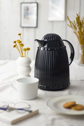 1 Lt Isı Yalıtımlı Çay ve Soğuk Su Termosu Siyah (12 Saat Sıcak Tutar& İçi Camdır)