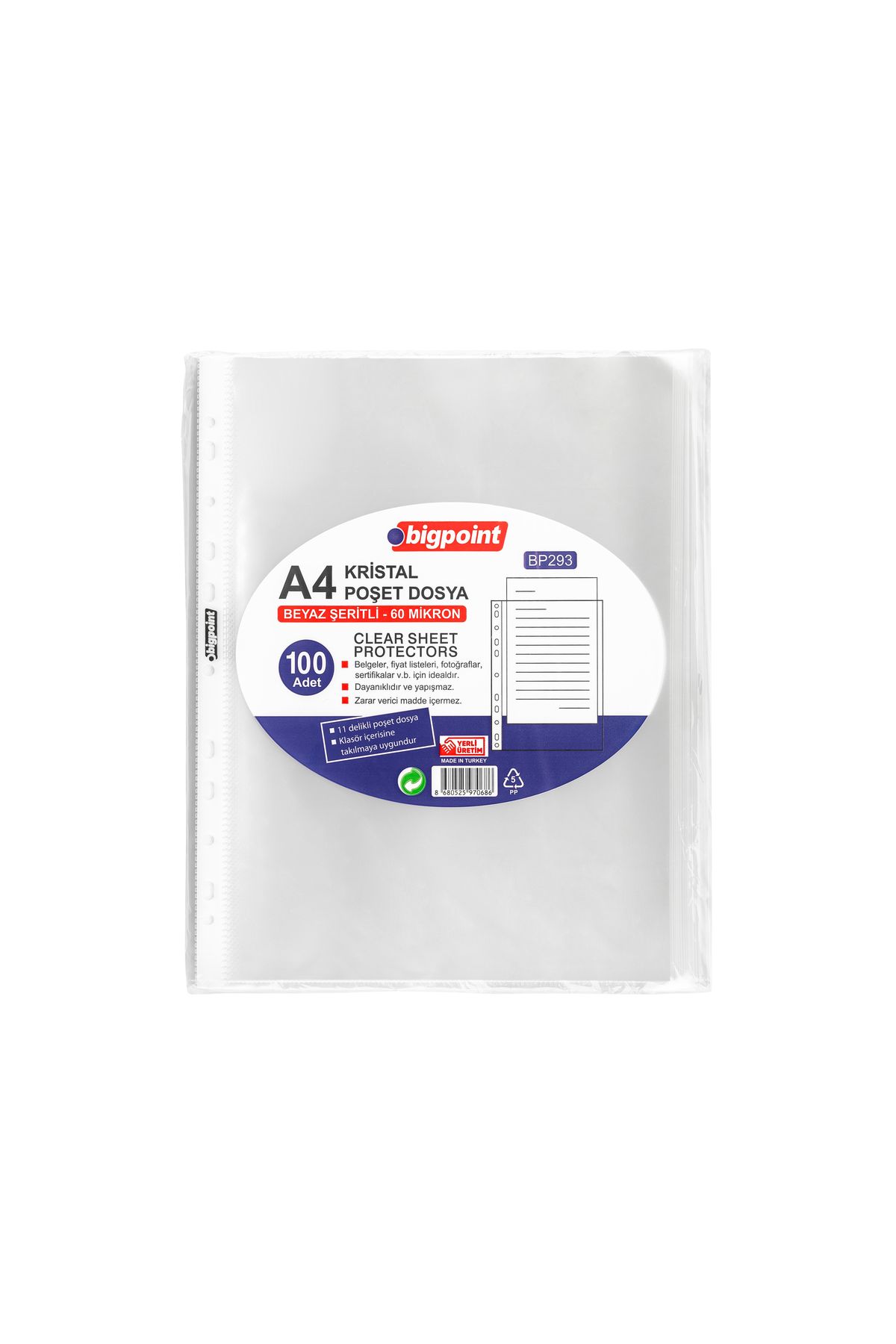 Bigpoint Poşet Dosya Kristal 60 Mikron 100'lü Paket