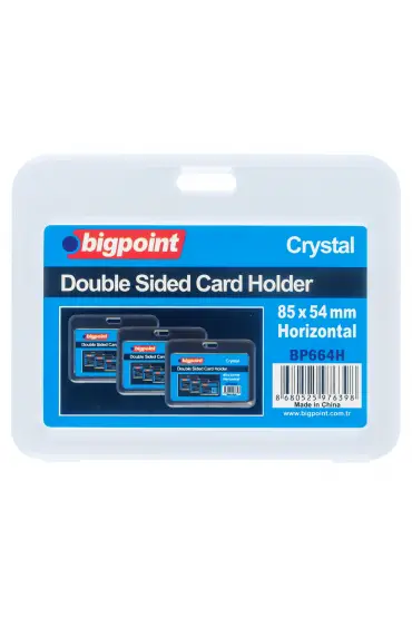 Bigpoint Çift Taraflı Kart Kabı Kristal Yatay Şeffaf 85x54mm 10'lu Poşet