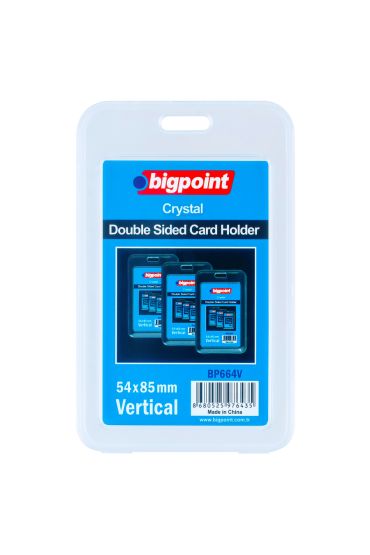 Bigpoint Çift Taraflı Kart Kabı Kristal Dikey Şeffaf 54x85mm 10'lu Poşet