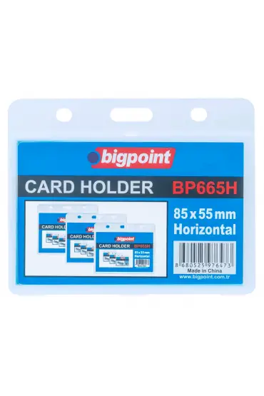 Bigpoint Çift Taraflı PP Kart Kabı Yatay Şeffaf 85x55mm 10'lu Poşet
