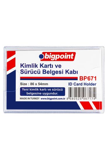 Bigpoint Kimlik, Ehliyet Kabı Yatay Şeffaf 86x54mm 100'lü Poşet