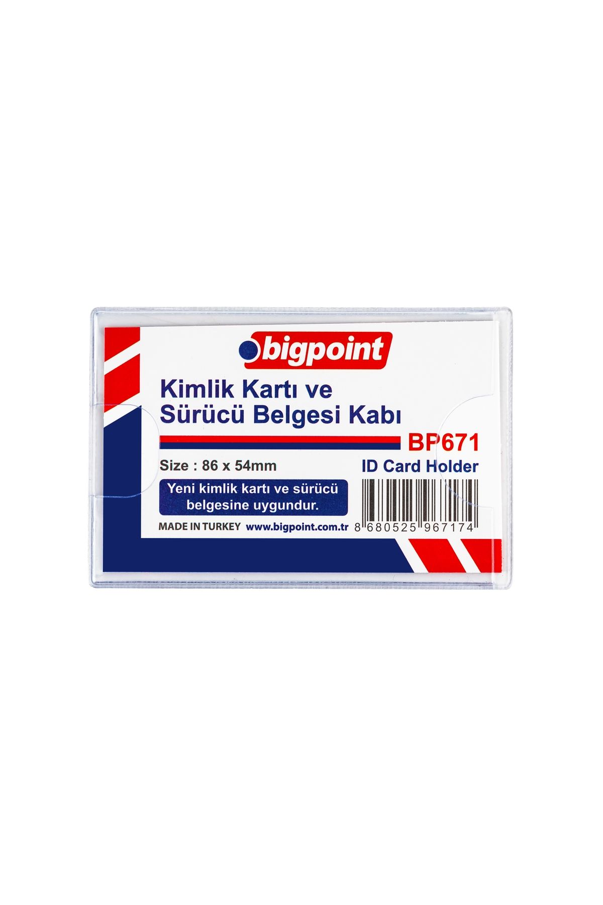 Bigpoint Kimlik, Ehliyet Kabı Yatay Şeffaf 86x54mm 100'lü Poşet