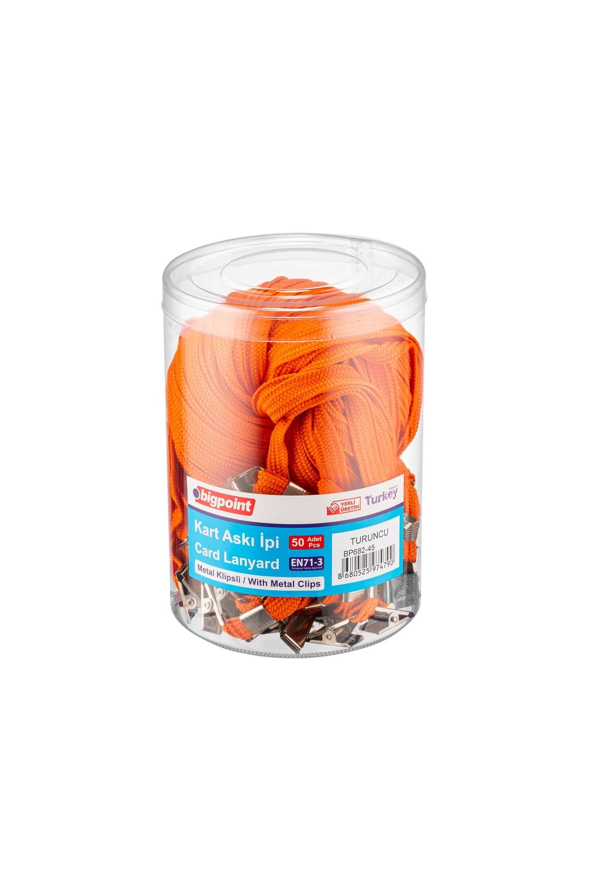 Bigpoint Metal Klipsli Yaka İpi Turuncu 50'li Kavanoz