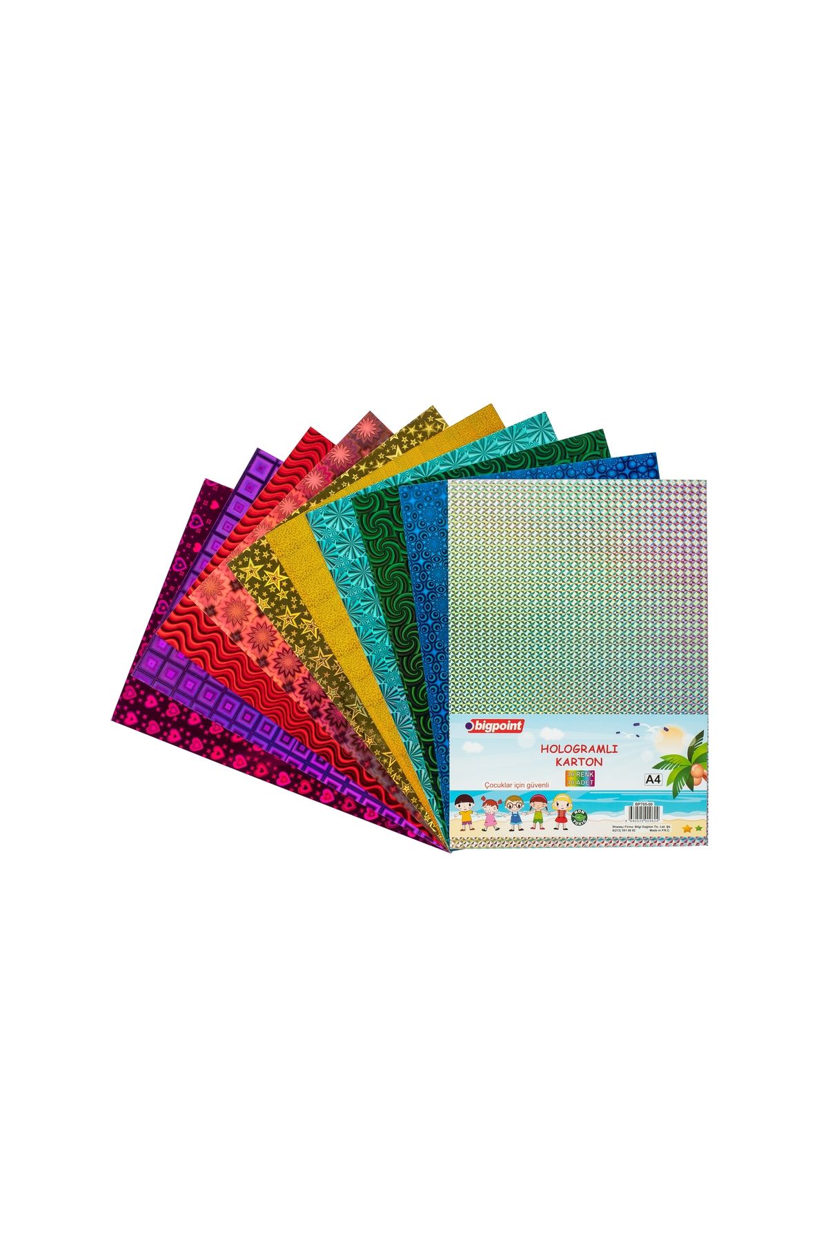 Bigpoint Hologramlı Karton A4 Karışık 10'lu Poşet