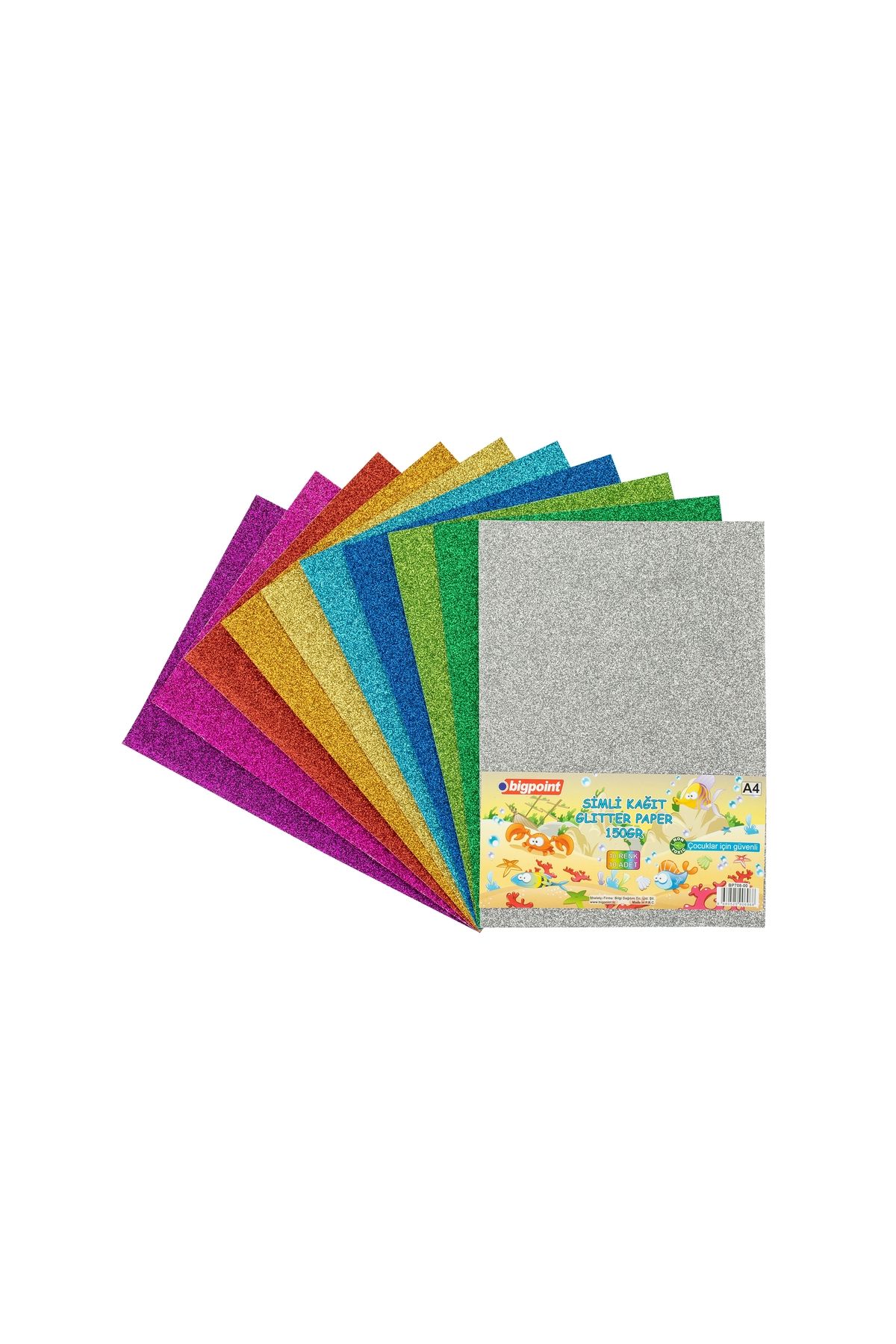 Bigpoint Simli Kağıt A4 Karışık 10 Renk - 150 Gram