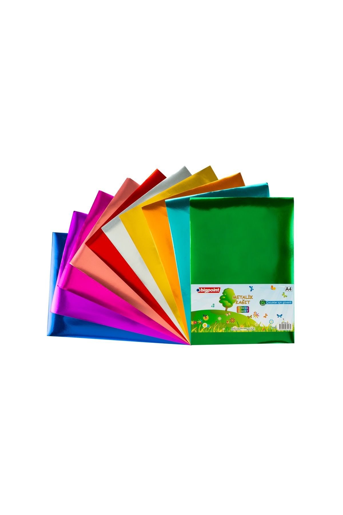 Bigpoint Metalik(Aynalı) Kağıt A4 Karışık 10 Renk - 80 Gram