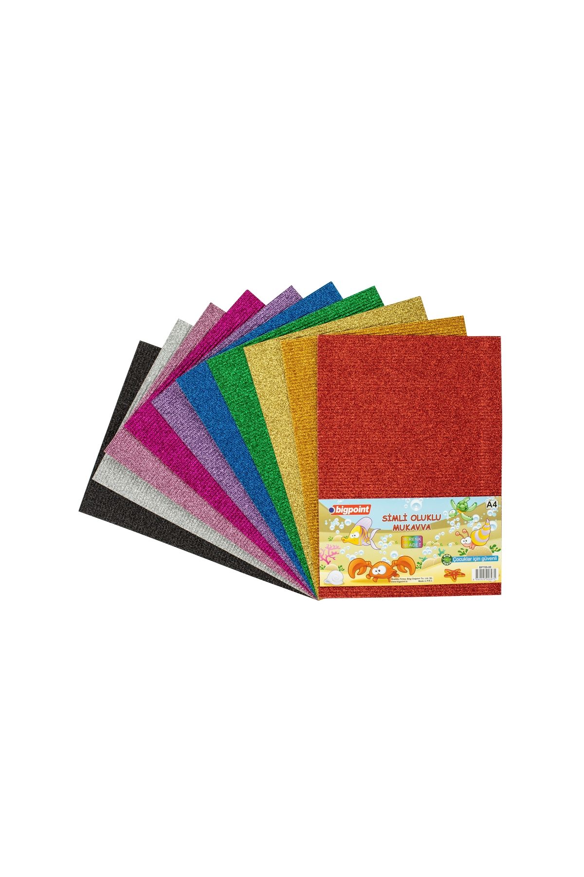 Bigpoint Oluklu Mukavva Simli A4 Karışık 10 Renk