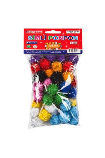 Bigpoint Ponpon Simli 3 cm 10 Renk / 50'li Poşet