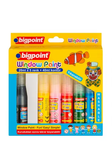 Bigpoint Cam Boyası (Window Paint) 5 Renk x 20 ml