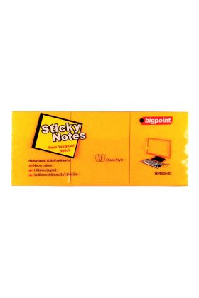 Bigpoint Yapışkanlı Not Kağıdı 3'lü 40x50mm Neon Turuncu 4'lü Paket