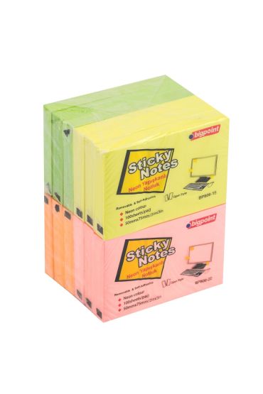 Bigpoint Yapışkanlı Not Kağıdı 75x50mm Neon 4 Renk 12'li Paket