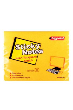 Bigpoint Yapışkanlı Not Kağıdı 75x100mm Neon Turuncu 12'li Paket