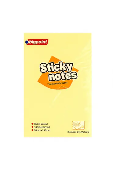 Bigpoint Yapışkanlı Not Kağıdı Düz 100x150mm Sarı 6'lı Paket