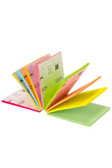 Bigpoint Yapışkanlı Not Kağıdı Yelpaze Küp 225 Yaprak 9 Renk 6'lı Paket