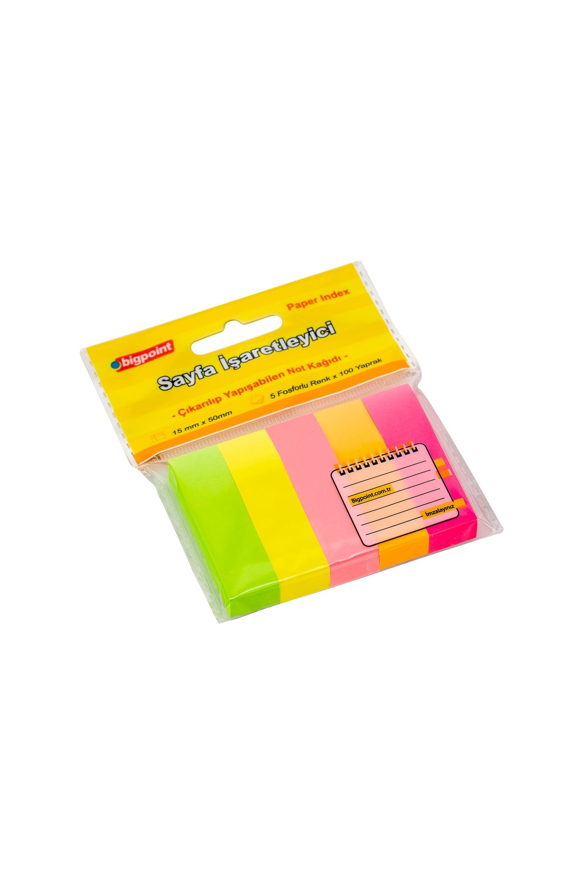 Bigpoint Yapışkanlı Not Kağıdı 5 Neon Renk 15x50mm 24'lü Paket