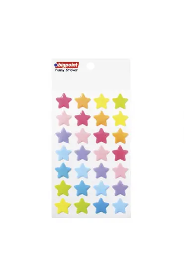 Bigpoint Sticker Pastel Renkli Yıldızlar Büyük Boy 15'li Paket