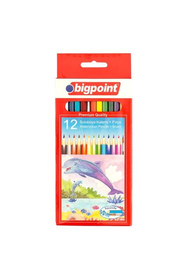 Bigpoint Aquarelle Boya Kalemi 12 Renk Fırçalı 12'li Kutu