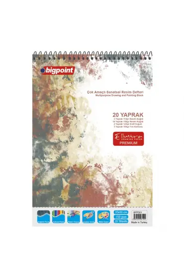 Bigpoint 35x50cm Çok Amaçlı Sanatsal Resim Defteri - 20 Yaprak