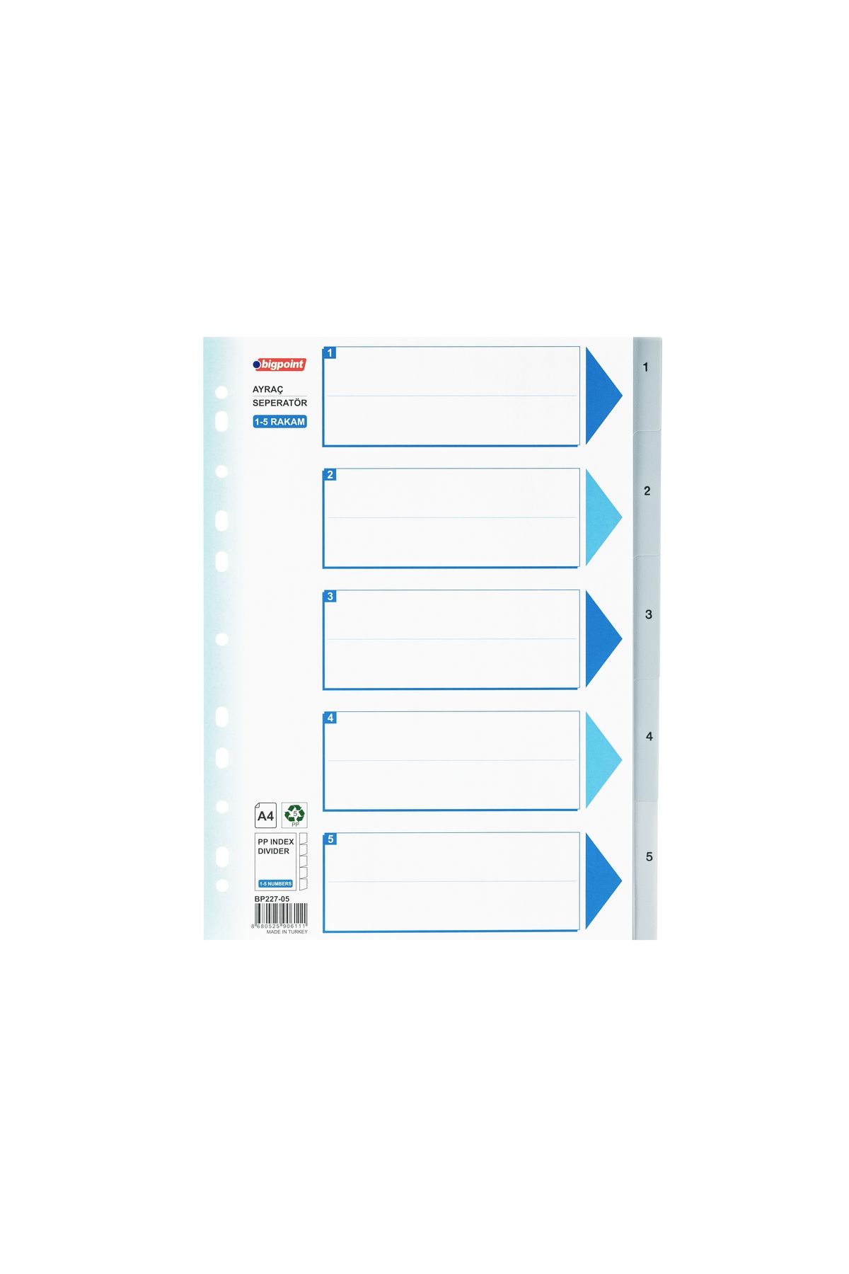Bigpoint PP Seperatör 1-5 Rakamlı 50'li Kutu