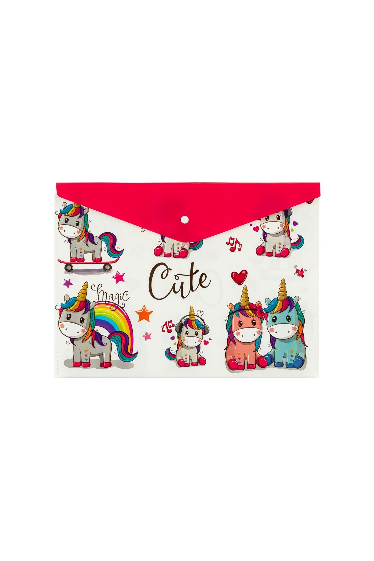 Bigpoint Çıtçıtlı Dosya A4 Unicorn Desenli 12'li Poşet