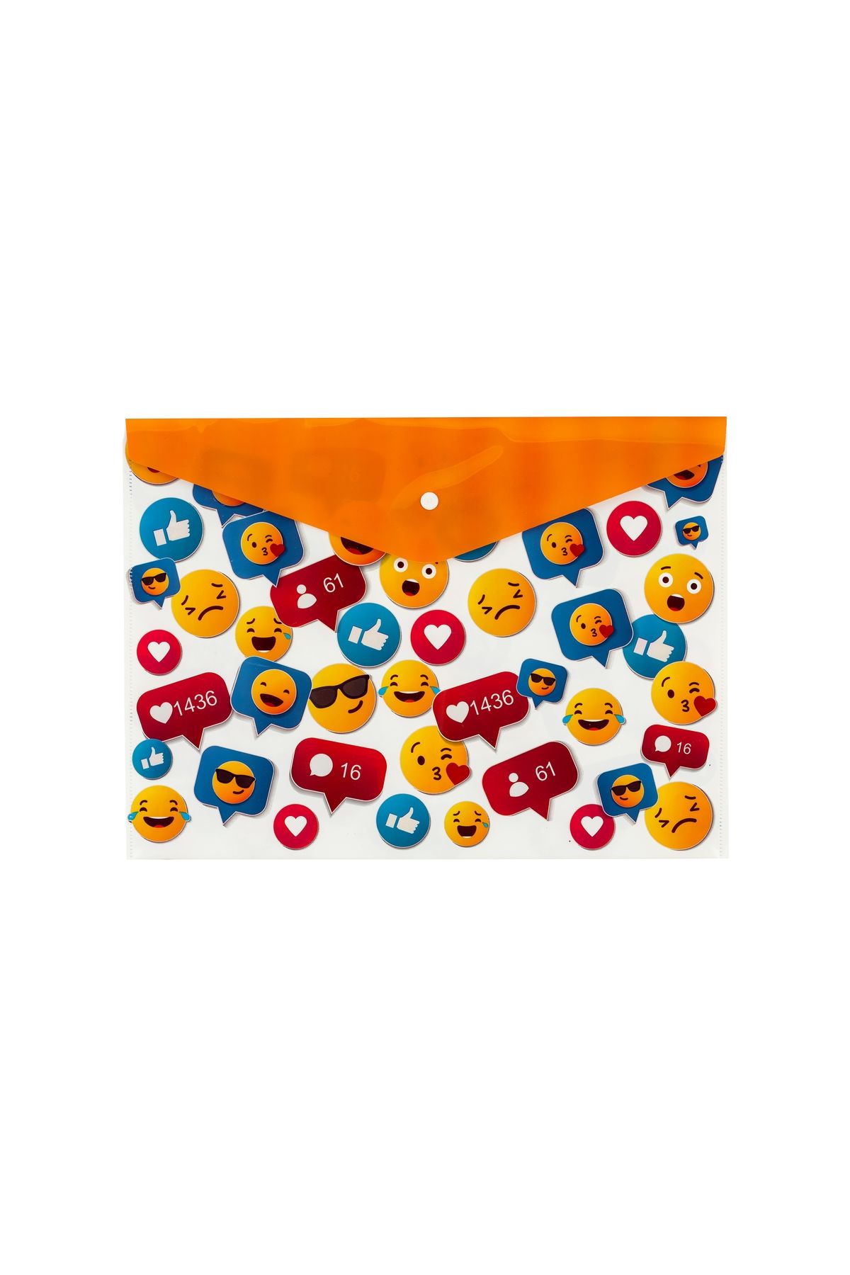 Bigpoint Çıtçıtlı Dosya A4 Emoji Desenli 12'li Poşet