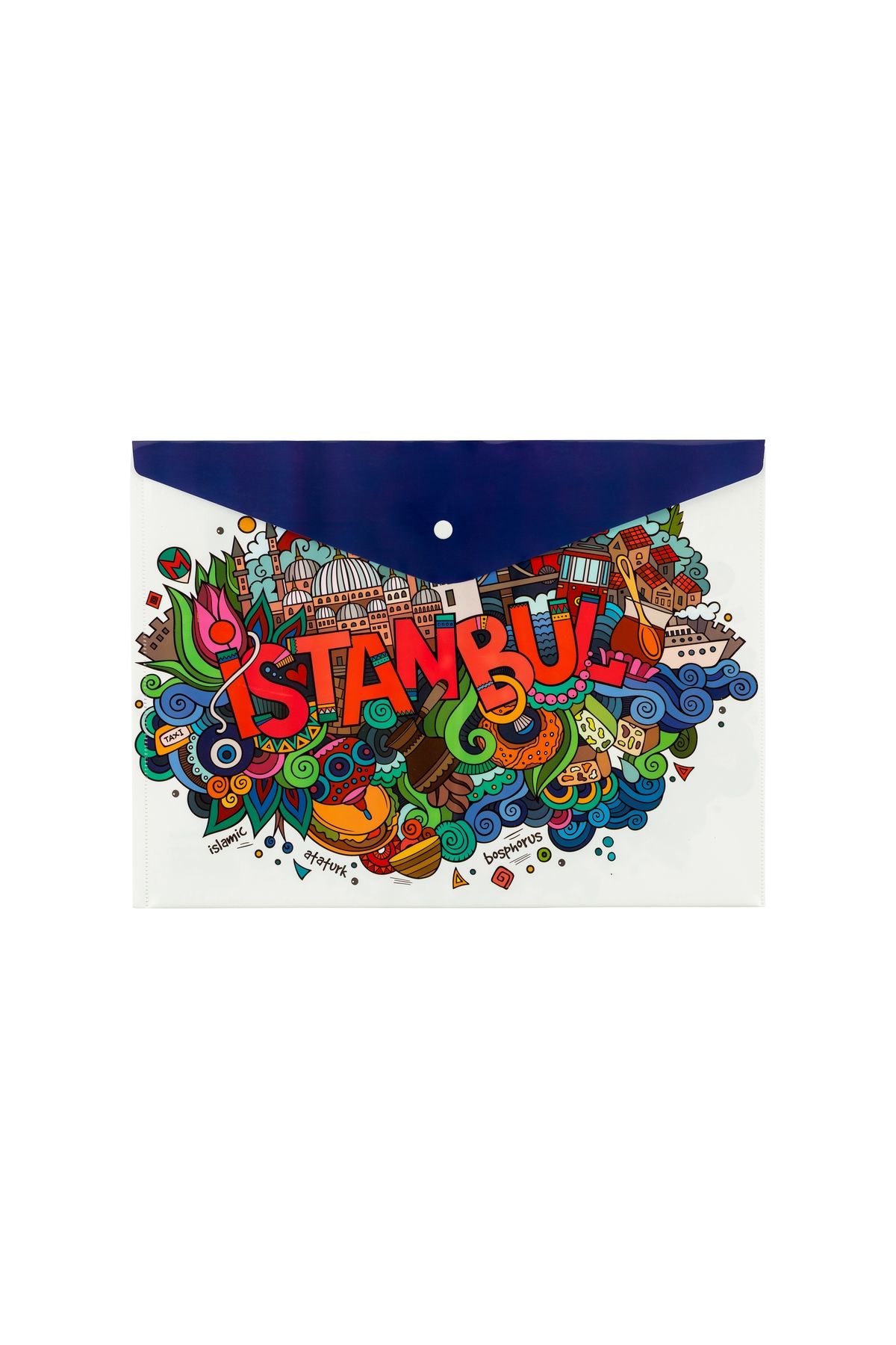 Bigpoint Çıtçıtlı Dosya A4 İstanbul Desenli 12'li Poşet