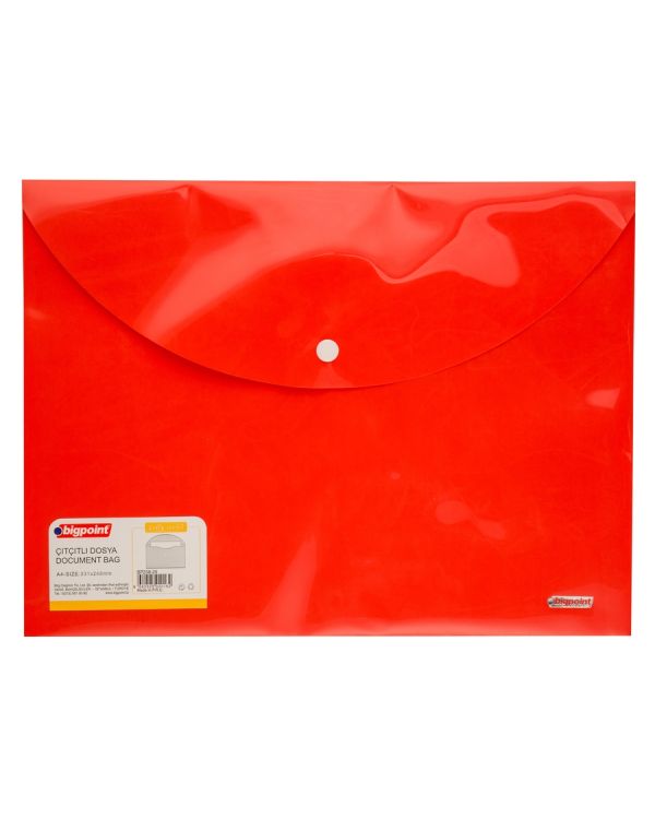 Bigpoint Çıtçıtlı Dosya Lolly A4 Kırmızı 12'li Poşet