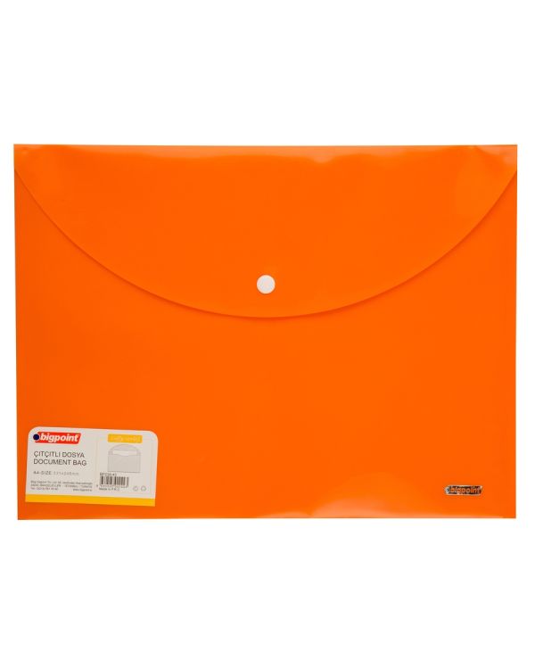 Bigpoint Çıtçıtlı Dosya Lolly A4 Turuncu 12'li Poşet