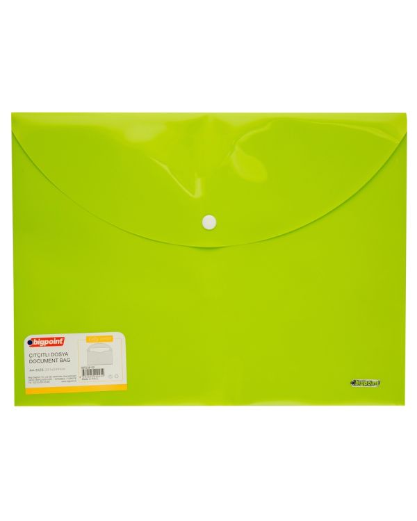 Bigpoint Çıtçıtlı Dosya Lolly A4 Yeşil 12'li Poşet