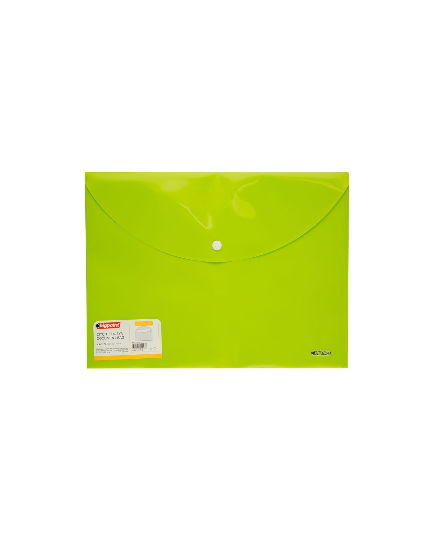 Bigpoint Çıtçıtlı Dosya Lolly A4 Yeşil 12'li Poşet