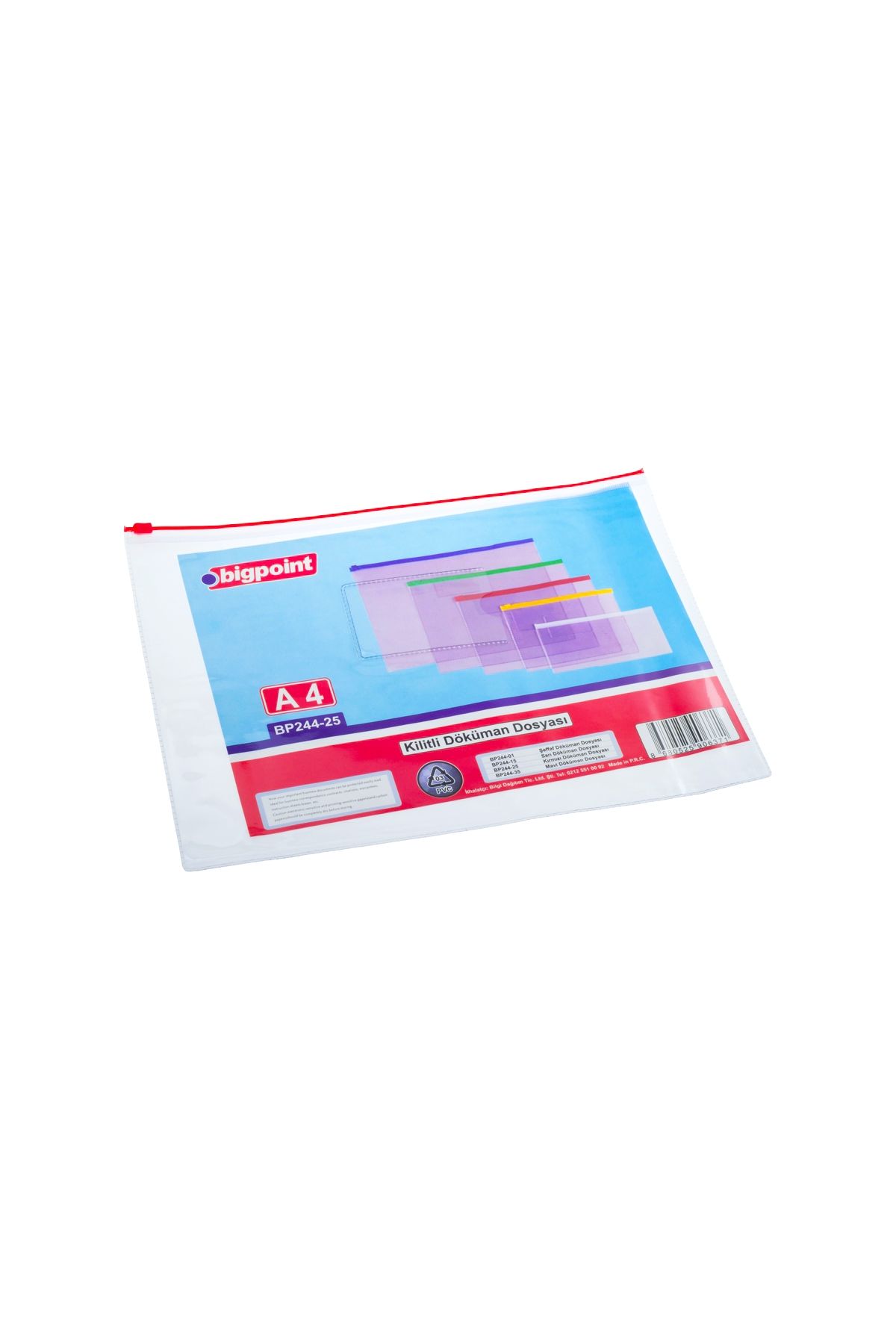 Bigpoint Döküman Dosyası A4 PVC Kırmızı 12'li Poşet