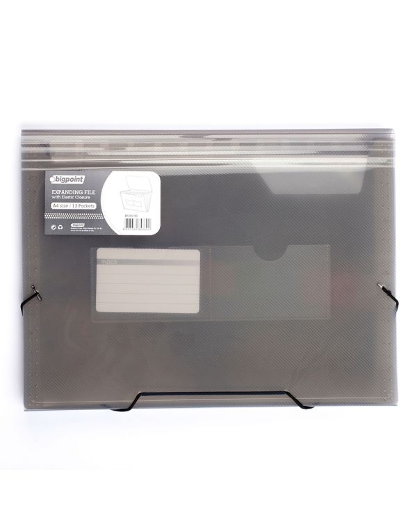 Bigpoint Körüklü Dosya 13 Cepli Lastikli A4 Dumanlı