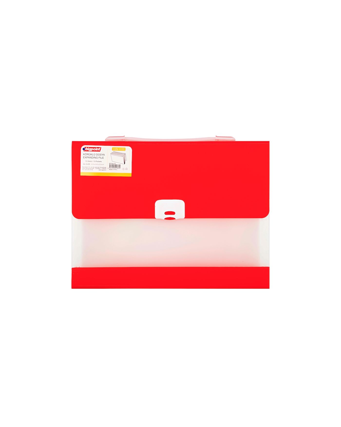 Bigpoint Lolly Serisi Körüklü Dosya 13 Cepli Kilitli A4 Kırmızı