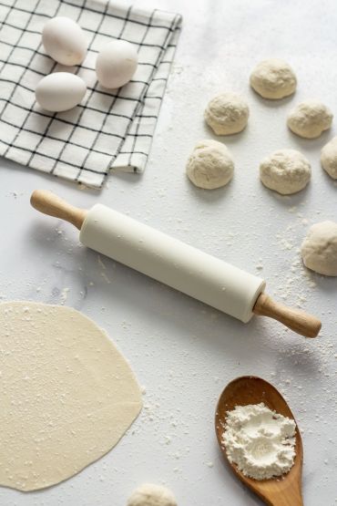 Bambu Saplı Silikon Gövdeli Beyaz Merdane - Orta Boy(30 cm x 4,5 cm)